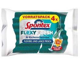 Spontex FLEXY Fresh anti-grease sponge set of 4 ct - FREE SHIPPING - £7.31 GBP