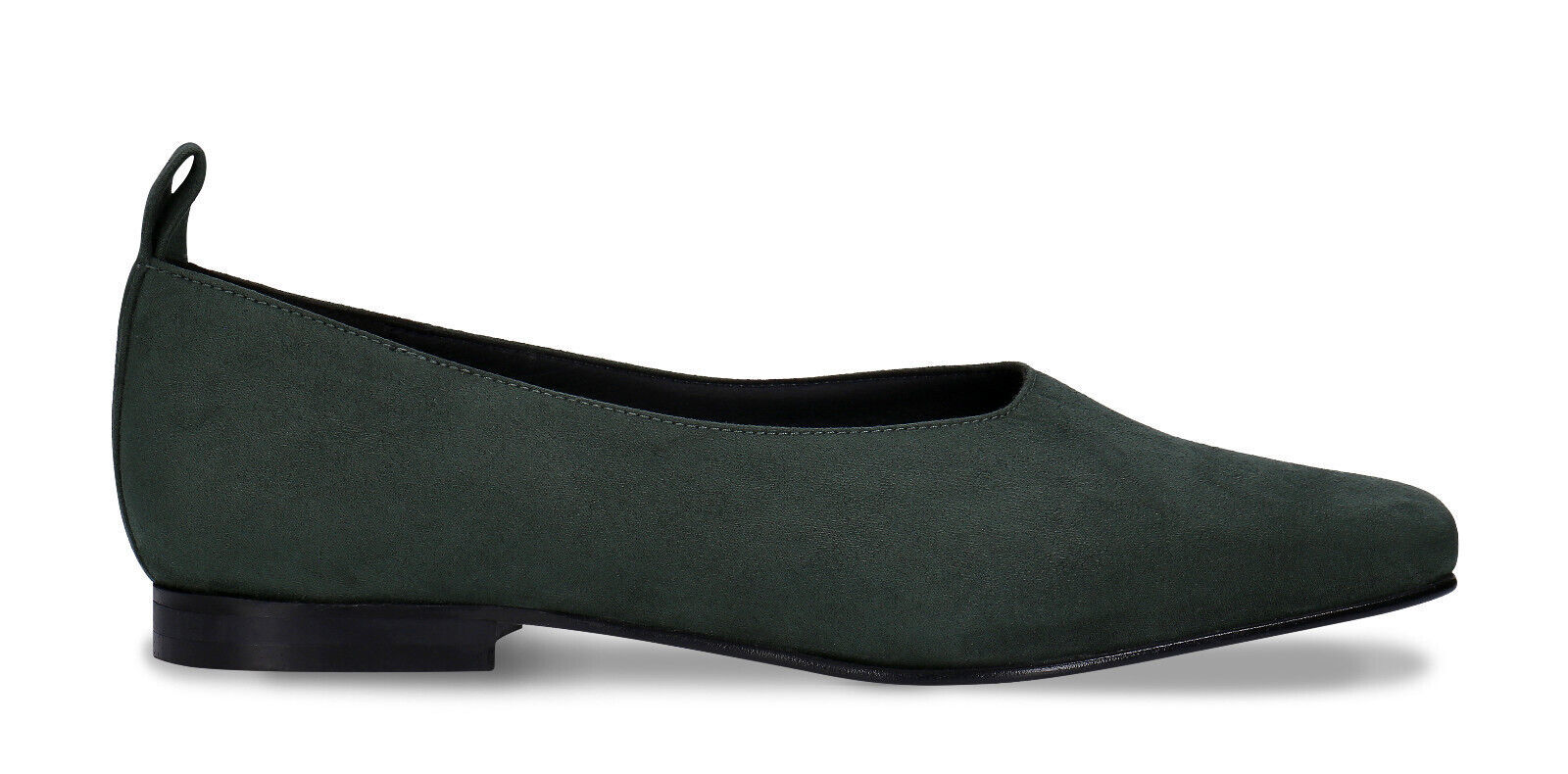 Ballerines véganes chaussures pour femme avec talon plat effet daim vert doublé