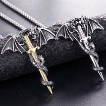 Flying Dragon With Sword Necklace - £16.97 GBP