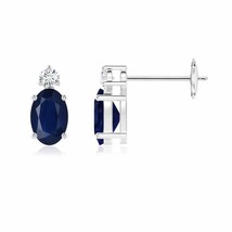 Authenticity Guarantee 
ANGARA Oval Blue Sapphire Stud Earrings with Diamond ... - £493.04 GBP