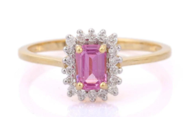 14K Gold Pink Sapphire &amp; Diamond Ring - £344.58 GBP