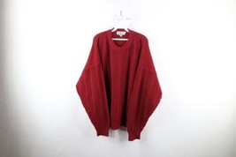 Vintage 90s Streetwear Mens XL Baggy Fit Chunky Ribbed Knit Crewneck Sweater Red - £42.63 GBP