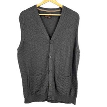 Tasso Elba Sweater Vest Gray Button Up V Neck Mens Large - £18.59 GBP