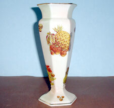 Royal Worcester Palissy Fruit 9&quot; Vase Footed Hexagon Shaped Royale Colle... - $23.66