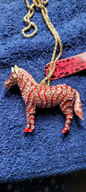 New Betsey Johnson Necklace Zebra Reddish Rhinestone Collectible Decorative Nice - £11.98 GBP