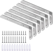 Heavy Duty Stainless Steel L Bracket 5x2 Corner Brace 42lb Load Pack of 6 - $13.67