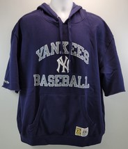 A) Mitchell &amp; Ness Cooperstown New York Yankees Short Sleeve Blue Hoodie... - $59.39