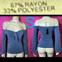 Dusty Blue Off Shoulder Long Sleeve Blouse   Size S - $15.90