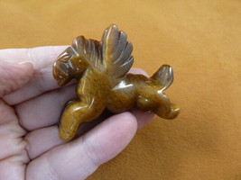 Y-PEG-RU-734) brown PEGASUS flying wings horse Figurine gemstone carving... - $24.99