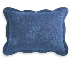 MARTHA STEWART STENCILED LEAVES EMBROIDERY2pc NAVY STAND SHAM SET NAVY N... - $64.18