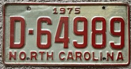 Vintage 1975 North Carolina License Plate D-64989 - £15.98 GBP