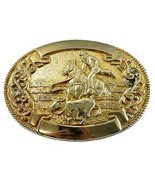 Vintage Chambers Brass Belt Buckle Rodeo Tie-Down Roping Cowboy Buckle - $19.95