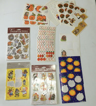 Vintage mixed Thanksgiving fall sticker lot pumpkins turkey scarecrow pi... - $19.75