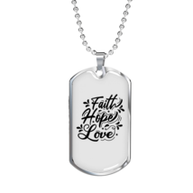 Hope Love Necklace Stainless Steel or 18k Gold Dog Tag 24&quot; Chain - £37.06 GBP+