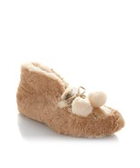 Joan Boyce ANNIE BEIGE &amp; Cream Sequined Slippers Fluffy Inside &amp; Out  Sz... - £14.34 GBP
