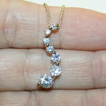 2.50Ct Round Lab-Created Diamond Journey Pendant 14k Rose Gold Plated Silver - $103.65