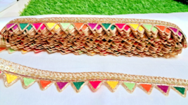 Border Lace Fabric, Lace Appliques, Beaded Trim, Multicolor by 1 Yard - $6.16 CAD