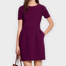 MADEWELL short sleeve crew neck gallerist ponte dress eggplant purple si... - £25.47 GBP