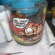 Vintage 1978 McDonald&#39;s GARFIELD Glass Mug &quot;Use Your Friends” with Jim D... - £6.27 GBP