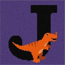 Pepita Needlepoint Canvas: Letter J Dinosaur 2, 7&quot; x 7&quot; - £39.81 GBP+