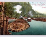 Huge Log Raft Columbia River Washington UNP DB Postcard Q3 - $6.88