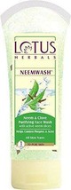 Lotus Herbals Neem &amp; Garofano Purificante Lavaggio Viso Con Attivo Fette 120 GM - £13.50 GBP