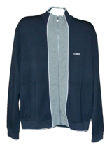 Z Zegna Men&#39;s Blue Gray White Trim Logo   Zip  Stylish  Sweater Size 3XL - £194.02 GBP