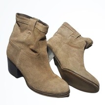 Steve Madden Beige Leather Slouchy Heeled Ankle Boots Size 9M - £31.93 GBP