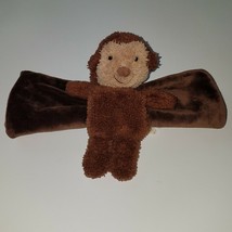 Little Jellycat Brown Monkey Plush Lovey Security Blanket SOFT Fleece - £23.86 GBP