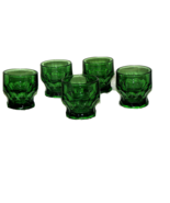 Vintage Anchor Hocking Georgian Forest Green Flat Tumbler Honeycomb Set of 5 - $29.65