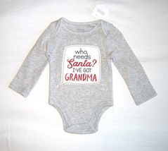 Mud Pie Baby Crawler 0-6 Mo Christmas Bodysuit Who Needs Santa I&#39;ve Got Grandma - £7.18 GBP