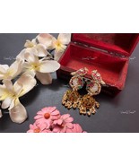 VernioQ Trends-Peacock Design Gold Plated Kemp Stone Pachi Kundan Earrings - $131.80 CAD