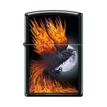Zippo Lighter - Flaming Raven Black Matte - 854065 - $30.56