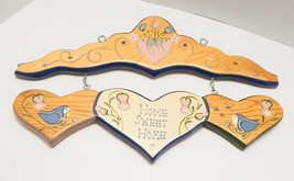 Home Sweet Home Wooden Sign Hearts Birds Flowers English Rose Handmade in Mexico - £19.54 GBP