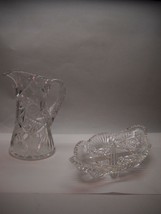 SET OF 2 Cut GLASS Items 1 OVAL Tray and 1 TALL PITCHER American BRILLIANT - £79.12 GBP