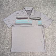 Travis Mathew Shirt Men X-Large Gray Striped Athletic Golf Polo Pima Cotton - £9.39 GBP