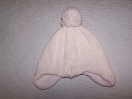 CARTERS Toddler Girl White Flap Ears Knit Pom Pom Hat  Size 2-4T - £6.70 GBP