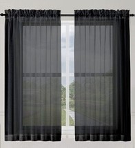 No. 918 ~ Lichtenberg ~ Single Curtain Panel ~ 59&quot; x 63&quot; ~ BLACK ~ Polye... - $22.44