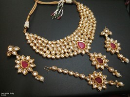 Kundan Meenakari Necklace Beads Evergreen Earrings Bollywood Ethnic Jewe... - $89.75