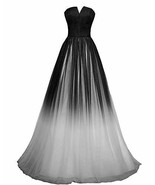 Gothic Gradient Tulle Long Ombre Prom Dresses Formal Evening Gown Black ... - $108.90