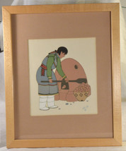 #2977 Zuni Pueblo Artist Kai Sa Silk Screen framed - $475.91 MXN