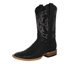 Mens Black Rodeo Wear Western Boots Snake Pattern Square Toe Hombre Vaquero - $119.50