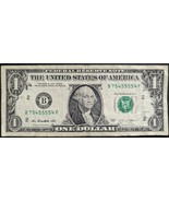 US$1 2017 Federal Reserve Bank Note 5 of a Kind Lucky 5&#39;s #75455554 - $5.95