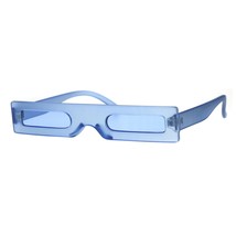 Super Skinny Futuristic Sunglasses Flat Rectangular Frame Unique Frost Colors - £8.66 GBP+