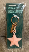 Starbucks 2023 Holiday Pink Christmas Star Reusable Hot Cup Lid Stopper Keychain - £11.64 GBP