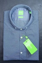 HUGO BOSS Uomo C-Bilia Slim Fit Navy Quadri Cotone Sport Camicia 2XL - $59.39