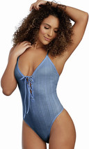 Dreamgirl Pointelle Rib-Knit Jersey Bodysuit Blue. size XLGreat Gift idea - £12.40 GBP