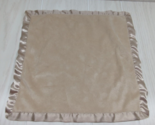 Brown tan square solid Security Blanket baby lovey satin back baby or doll - $10.39