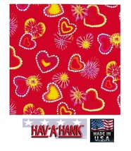 Usa Made Hav-A-Hank Retro Red Hearts Love Bandana Face Mask Neck Scarf Head Wrap - £6.38 GBP