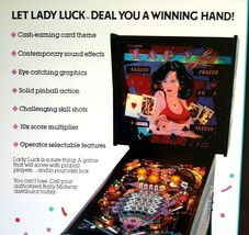 Lady Luck Pinball Flyer 1986 Original Game Art Print Promo Card Theme Vi... - £26.90 GBP